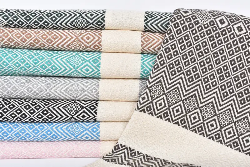 70x40 Cotton Diamond Towel, Scarf Towel, Custom Wedding Gift, Family Gift, Turkish towel, Personalized Towel, Handwoven Turkish bath towel - 2
