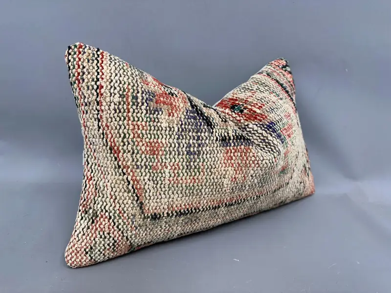 Boho Pillow Sham Cover, Pillow for Sofa, 12x20 Orange Cushion, Pillow Case, Seat Pillow Case, Art Deco Pillow Cover, Vintage Kilim Throw Pillow - 2