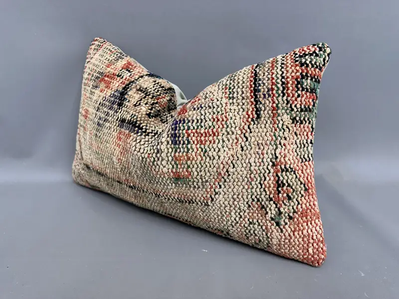 Boho Pillow Sham Cover, Pillow for Sofa, 12x20 Orange Cushion, Pillow Case, Seat Pillow Case, Art Deco Pillow Cover, Vintage Kilim Throw Pillow - 3