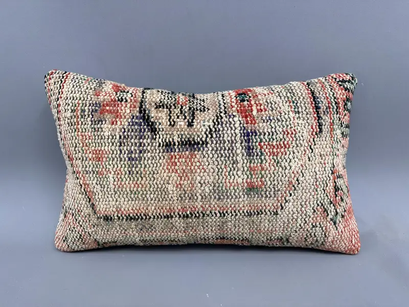 Boho Pillow Sham Cover, Pillow for Sofa, 12x20 Orange Cushion, Pillow Case, Seat Pillow Case, Art Deco Pillow Cover, Vintage Kilim Throw Pillow - 4