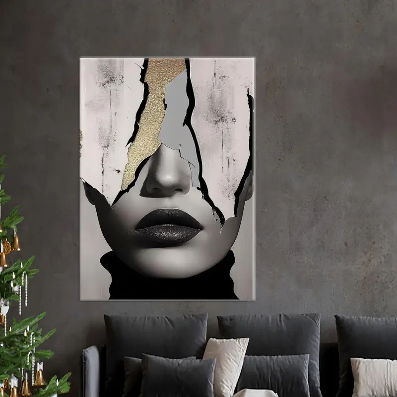 Kanvas Tablo Zarif Gri Soyut Kadın Modası