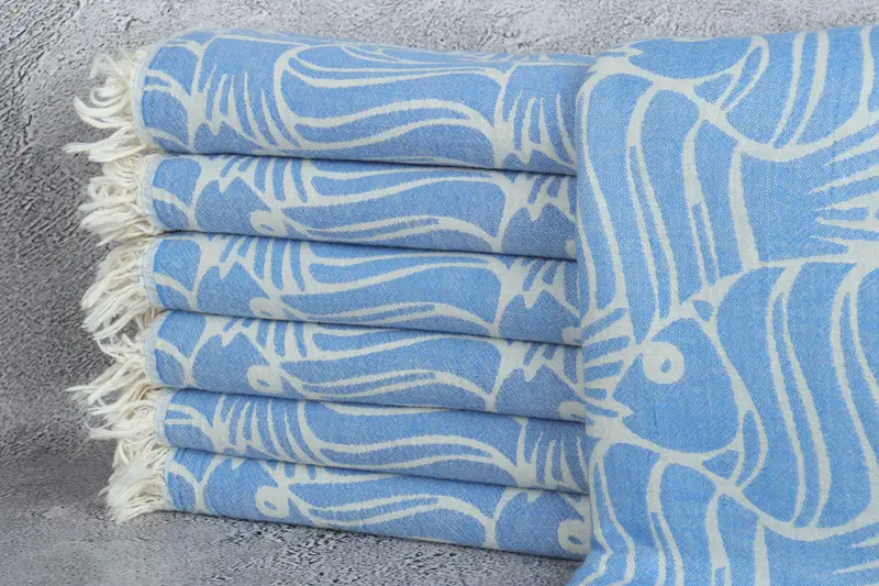Personalized Towel, Lightweight Turkish towel, Personalized Bridesmaid Gift, Personalised Gift, 70x36 Cotton Fish Design Towel, Beach Towel Monogram - 2