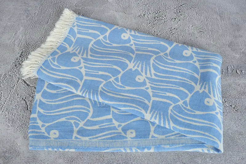 Personalized Towel, Lightweight Turkish towel, Personalized Bridesmaid Gift, Personalised Gift, 70x36 Cotton Fish Design Towel, Beach Towel Monogram - 7