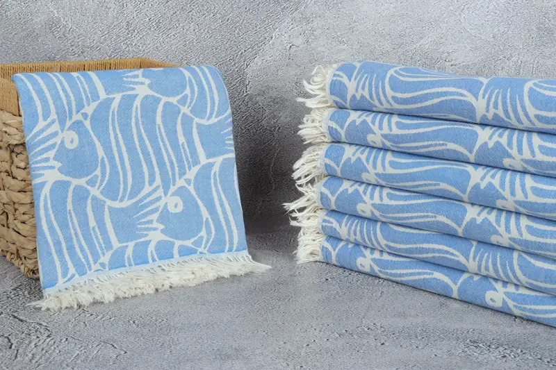 Personalized Towel, Lightweight Turkish towel, Personalized Bridesmaid Gift, Personalised Gift, 70x36 Cotton Fish Design Towel, Beach Towel Monogram - 4