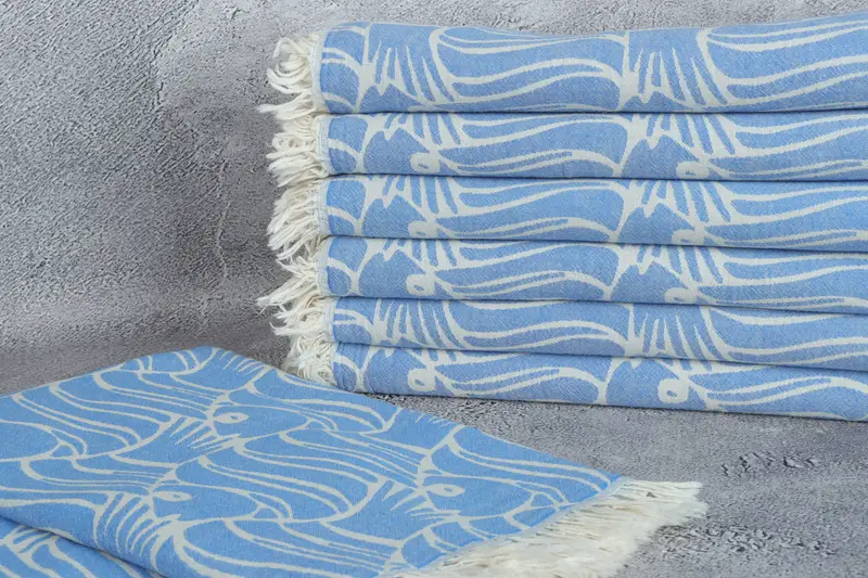 Personalized Towel, Lightweight Turkish towel, Personalized Bridesmaid Gift, Personalised Gift, 70x36 Cotton Fish Design Towel, Beach Towel Monogram - 3