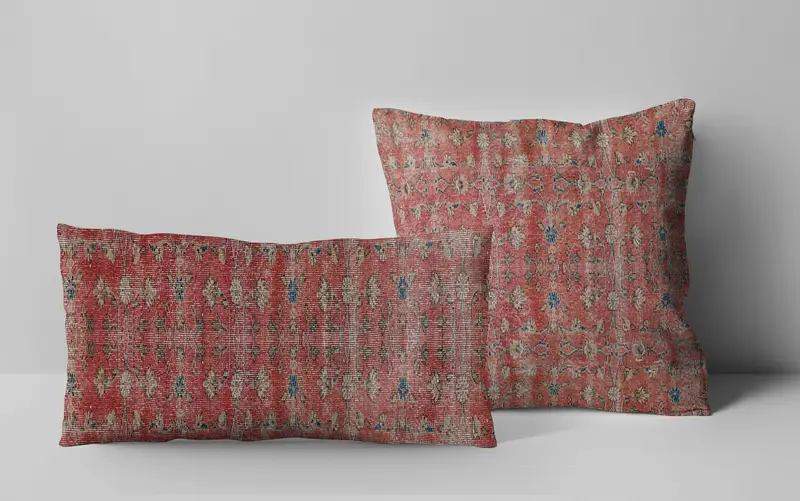 Rotes Southwestern-Wurfkissen, besticktes Vintage-Kissen