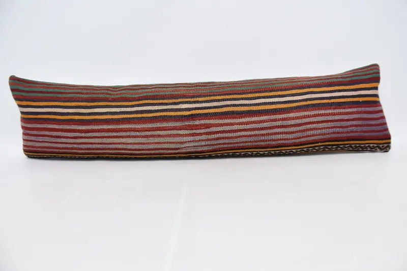 Türkischer gestreifter Kissenbezug, antik, 30 x 120 cm, luxuriöser grauer Kissenbezug - 1