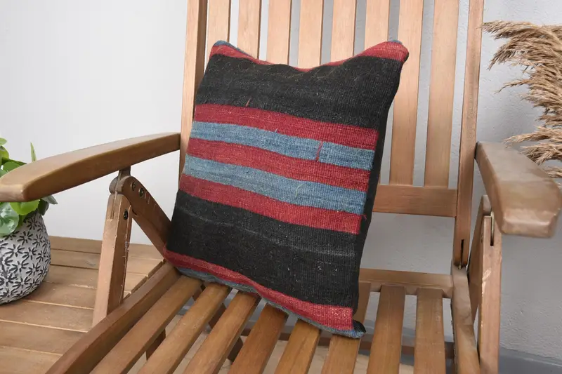 16x16 Red Pillow Case, Boho Pillow Sham Cover, Throw Kilim Pillow, Ikat Pillow, Gift Pillow, Cushion Case, Garden Pillow Case, Tribal Pillow Sham - 3