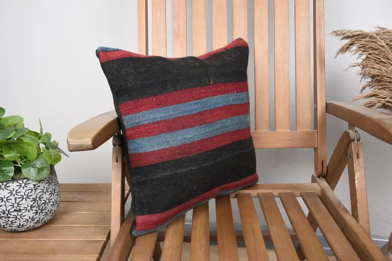 16x16 Red Pillow Case, Boho Pillow Sham Cover, Throw Kilim Pillow, Ikat Pillow, Gift Pillow, Cushion Case, Garden Pillow Case, Tribal Pillow Sham - 2