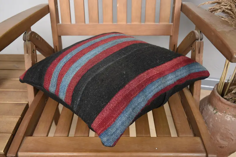 16x16 Red Pillow Case, Boho Pillow Sham Cover, Throw Kilim Pillow, Ikat Pillow, Gift Pillow, Cushion Case, Garden Pillow Case, Tribal Pillow Sham - 4