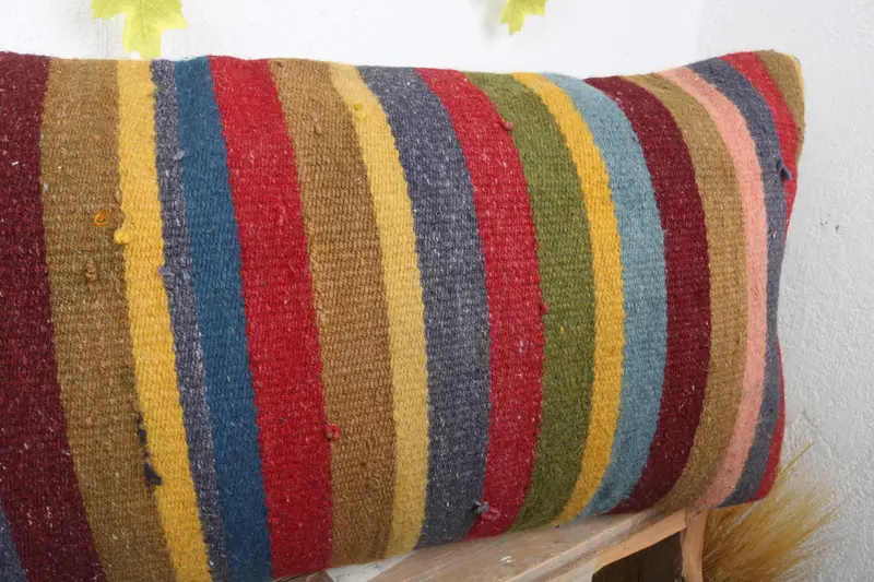 Tribal Cushion Cover, Ethnical Kilim Rug Pillow, Pillow Case, 16x36 Red Pillow Case, Boho Pillow, Seat Pillow Cover, Pet Pillow Case, Turkish Pillow - 5