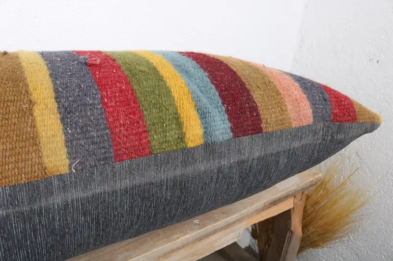 Tribal Cushion Cover, Ethnical Kilim Rug Pillow, Pillow Case, 16x36 Red Pillow Case, Boho Pillow, Seat Pillow Cover, Pet Pillow Case, Turkish Pillow - 6