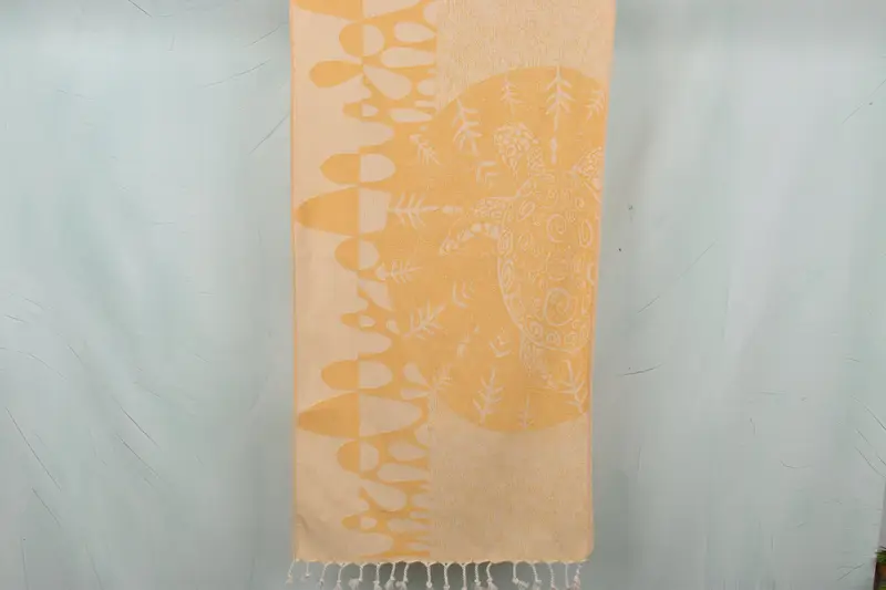 Monogrammed Hand Towel Turtle Design, Mustard Cotton, 18x36 Inches