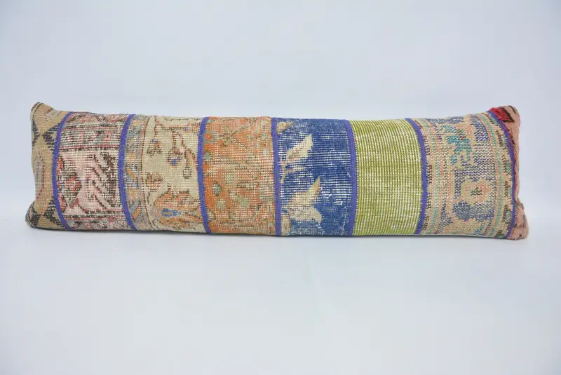 Orangefarbenes Ombré-Kissen, Vintage bestickter Kissenbezug