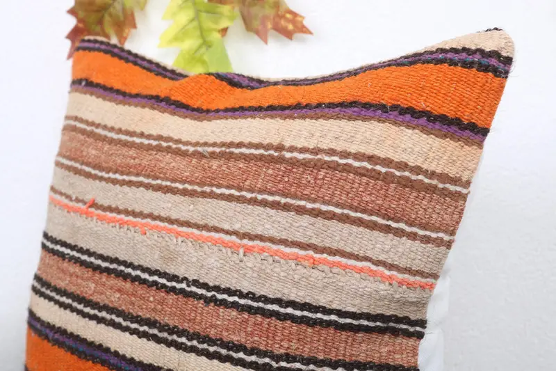 Pillow for Sofa, Cushion, Antique Pillows, 16x16 Orange Pillow Case, Tribal Pillow Case, Kilim Cushion Sham, Vintage Kilim Pillow Cushion Case - 5