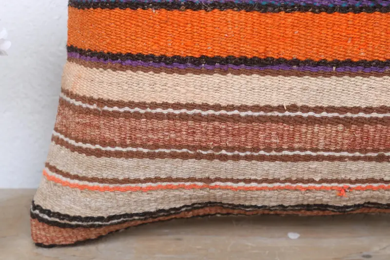 Pillow for Sofa, Cushion, Antique Pillows, 16x16 Orange Pillow Case, Tribal Pillow Case, Kilim Cushion Sham, Vintage Kilim Pillow Cushion Case - 3