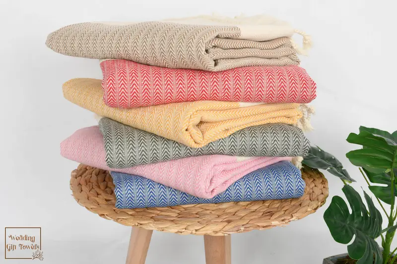 Handmade Turkish Cotton Palm Design Beach Towel Beige, 36x67 Inches