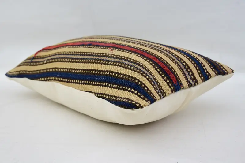 Cushion Case, Vintage Kilim Throw Pillow, Ethnic Throw Pillow Cover, 12x20 Beige Cushion, Antique Pillows, Ethnical Kilim Rug Pillow - 6