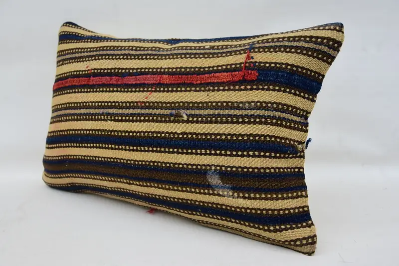 Cushion Case, Vintage Kilim Throw Pillow, Ethnic Throw Pillow Cover, 12x20 Beige Cushion, Antique Pillows, Ethnical Kilim Rug Pillow - 3