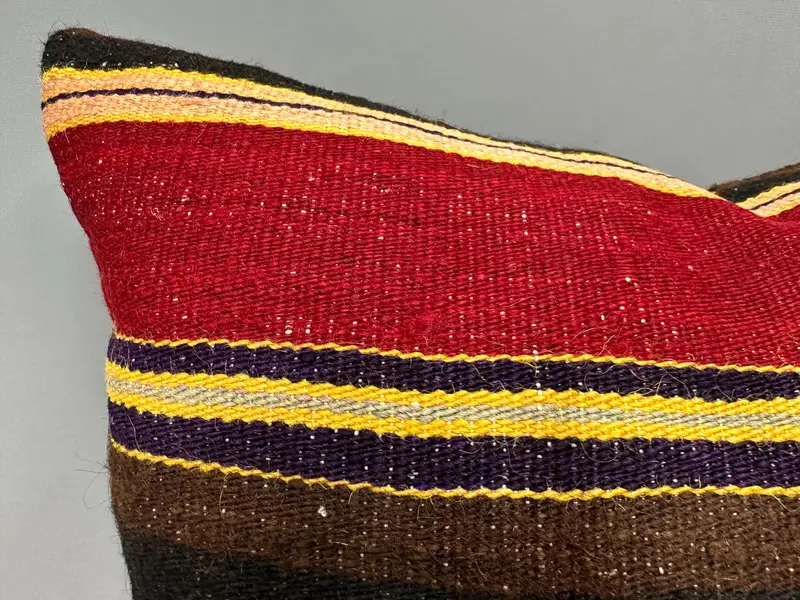 Kilim Cushion Sham, Nomadic Pillow Case, 20x20 Red Cushion, Turkish Bench Pillow Cover, Cushion Case, Boho Pillow, Turkish Kilim Pillow - 5