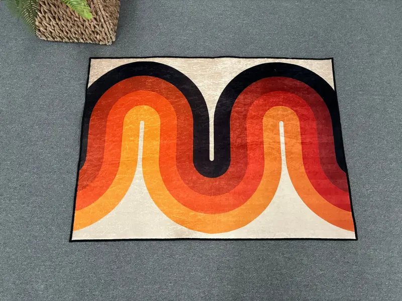 モダンなボヘミアンプリントラグ：エレガントな空間のためのレトロでグルーヴィーなデザイン