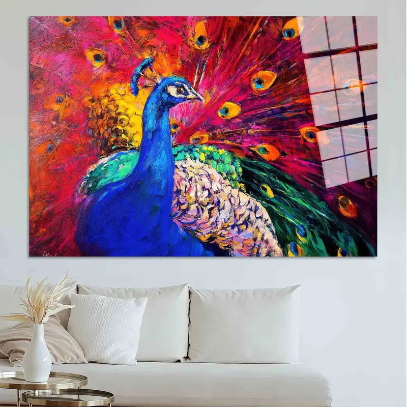 Bunte Pfauen-bedruckte Leinwand: Elegante Wandkunst-Dekoration