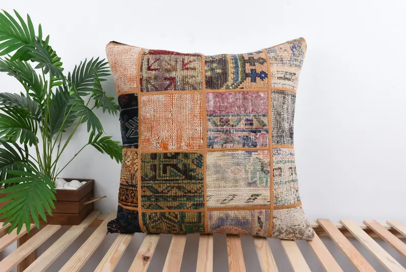 Pillow Sham, Gift Pillow, 28x28 Blue Cushion, Antique Pillows, Designer Throw Pillow Case, Handwoven Pillow Cover Cushion, Kilim Cushion Sham - 1