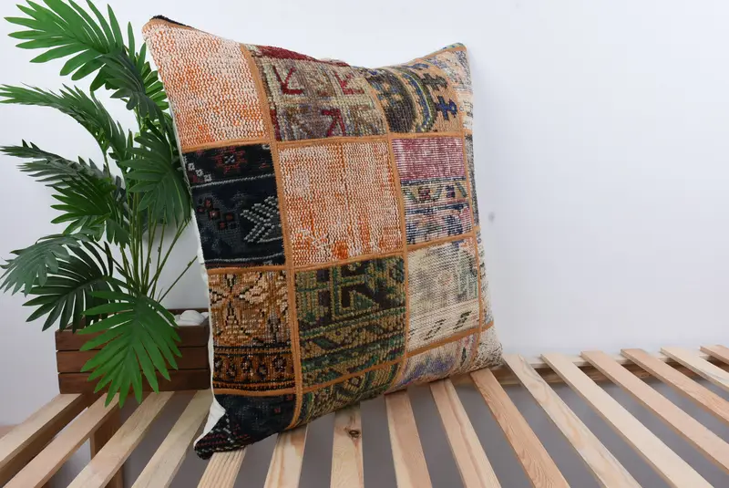 Pillow Sham, Gift Pillow, 28x28 Blue Cushion, Antique Pillows, Designer Throw Pillow Case, Handwoven Pillow Cover Cushion, Kilim Cushion Sham - 4
