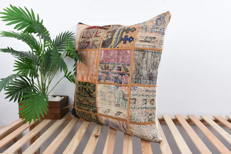 Pillow Sham, Gift Pillow, 28x28 Blue Cushion, Antique Pillows, Designer Throw Pillow Case, Handwoven Pillow Cover Cushion, Kilim Cushion Sham - 5