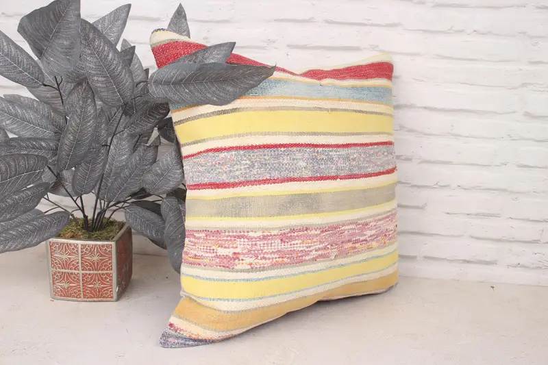 20x20 Yellow Pillow Sham, Nomadic Cushion Cover, Kilim Cushion Sham, Pillow for Sofa, Kilim Pillow, Cushion, Decorative Cushion Cover - 3