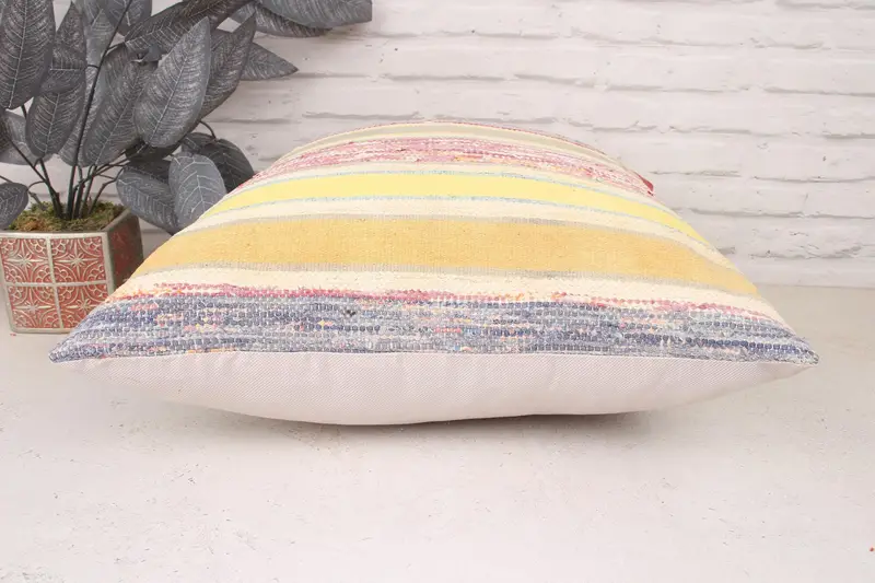 20x20 Yellow Pillow Sham, Nomadic Cushion Cover, Kilim Cushion Sham, Pillow for Sofa, Kilim Pillow, Cushion, Decorative Cushion Cover - 5