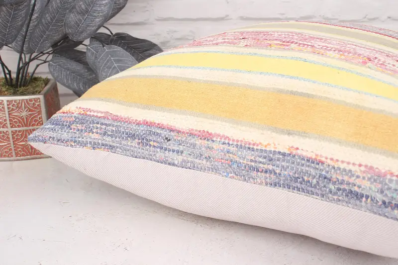 20x20 Yellow Pillow Sham, Nomadic Cushion Cover, Kilim Cushion Sham, Pillow for Sofa, Kilim Pillow, Cushion, Decorative Cushion Cover - 6