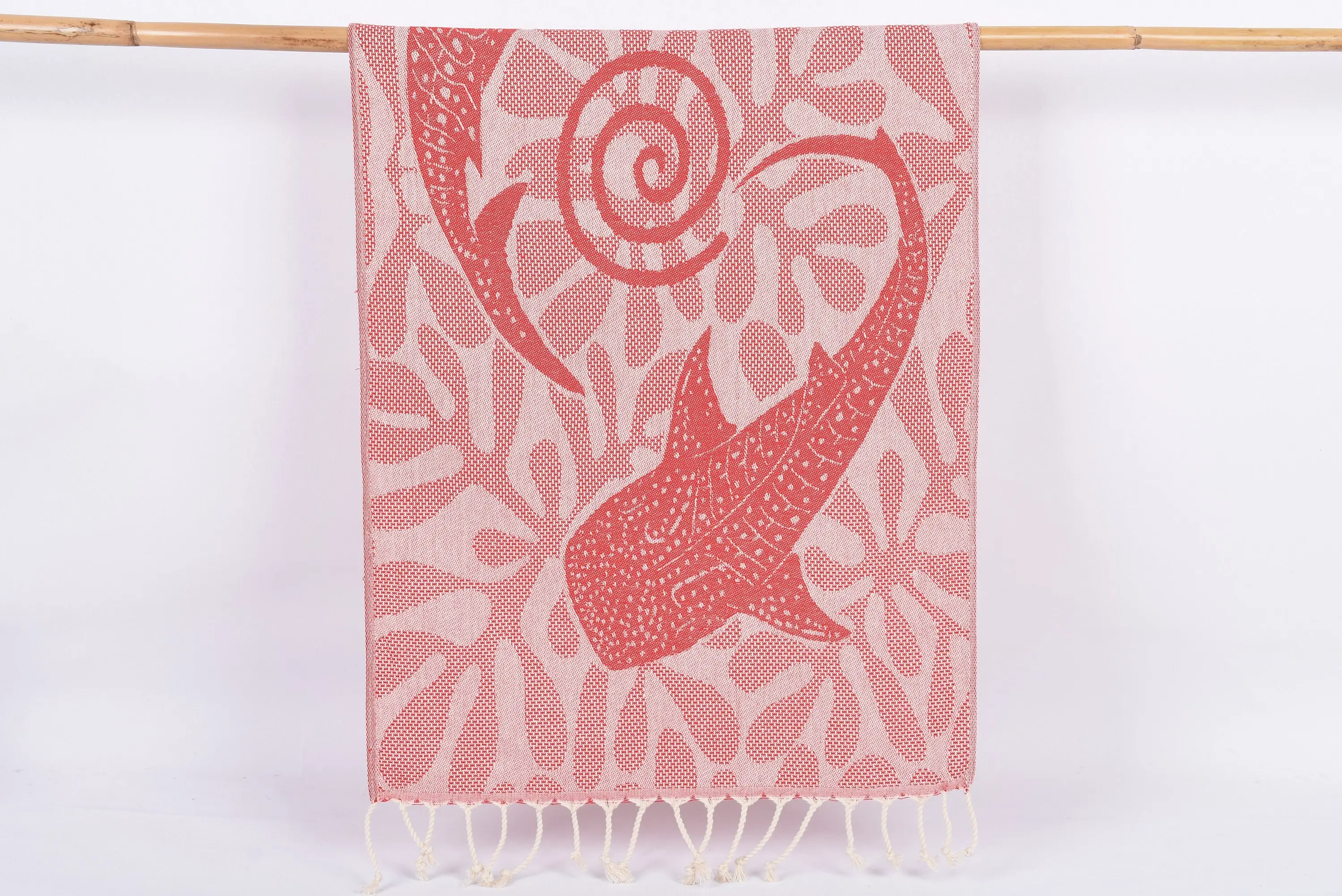 Wedding Gift Organic Turkish Tea Towel, Red Whale Design, 40x18 Inches - 1