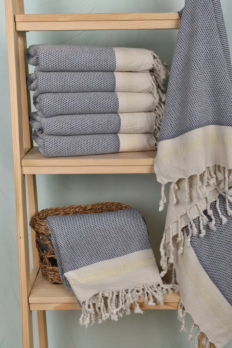 Turkish hand towel, Turkish Towel USA, Gym Towel, Housewarming Gift, Bridal Gifts, Authentic Turkish hammam peshtemal, 68x40 Cotton Striped Towel - 3
