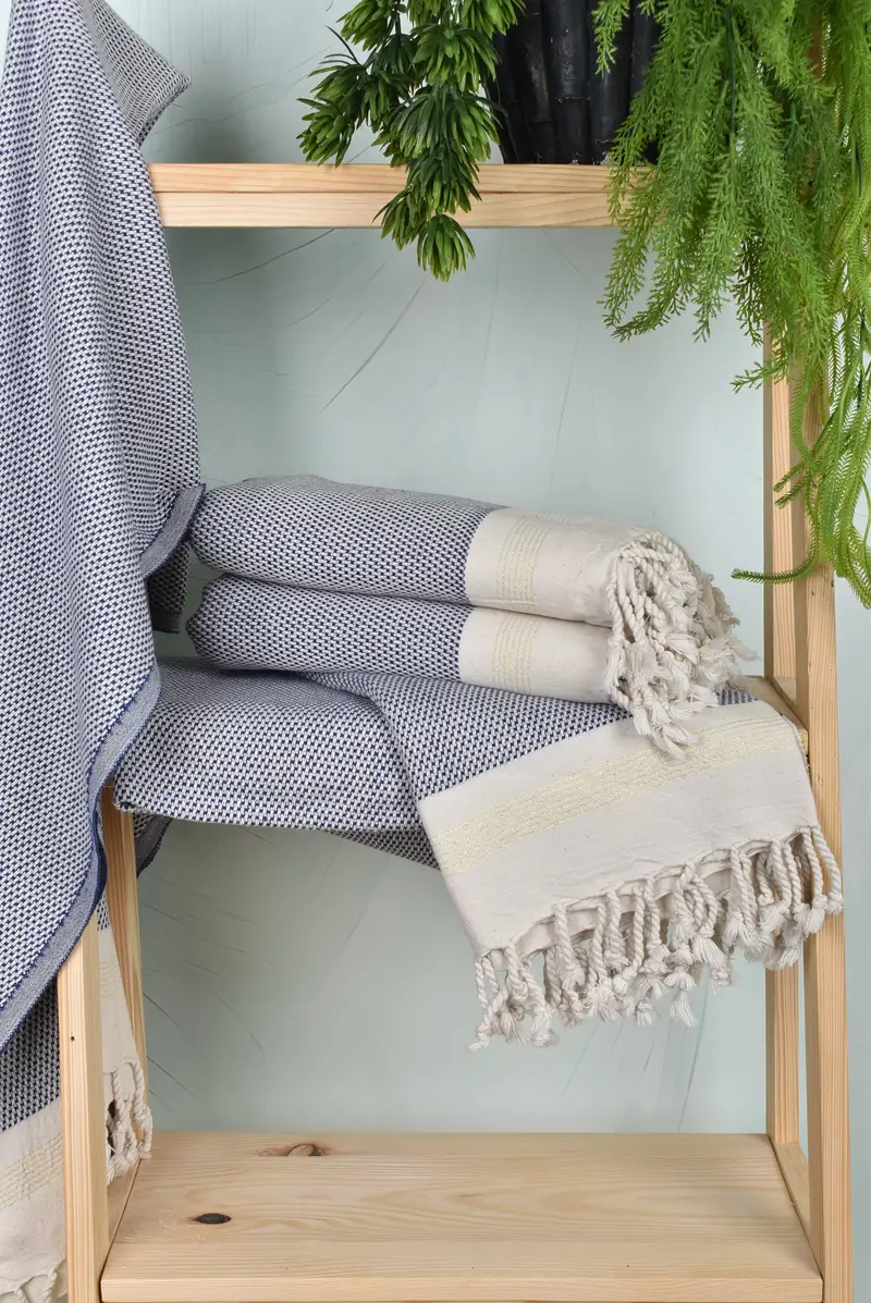 Turkish hand towel, Turkish Towel USA, Gym Towel, Housewarming Gift, Bridal Gifts, Authentic Turkish hammam peshtemal, 68x40 Cotton Striped Towel - 6