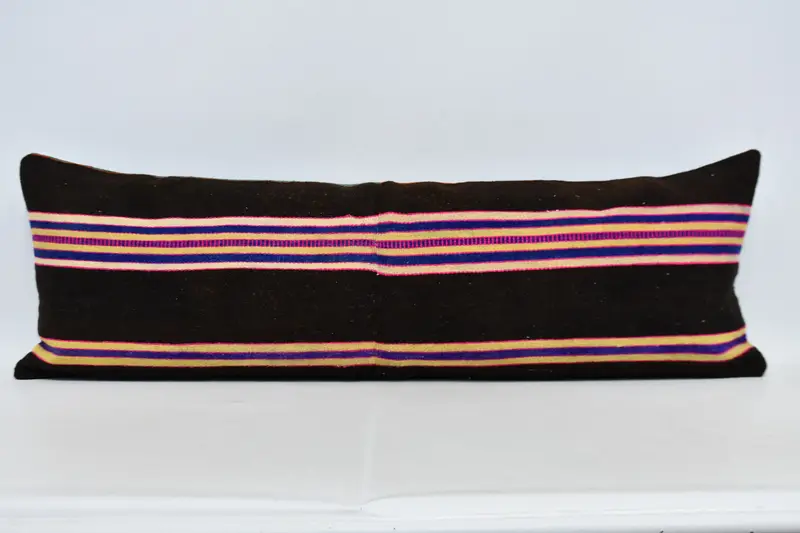 Pillow Sham, Vintage Kilim Throw Pillow, 16x48 Brown Pillow Case, Turkish Pillow, Wool Kilim Pillow Pillow Cover, Boho Pillow - 1