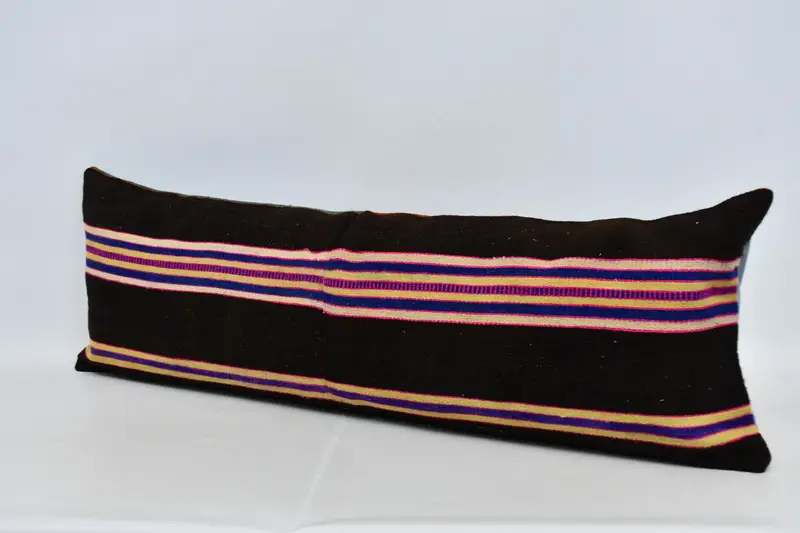 Pillow Sham, Vintage Kilim Throw Pillow, 16x48 Brown Pillow Case, Turkish Pillow, Wool Kilim Pillow Pillow Cover, Boho Pillow - 4