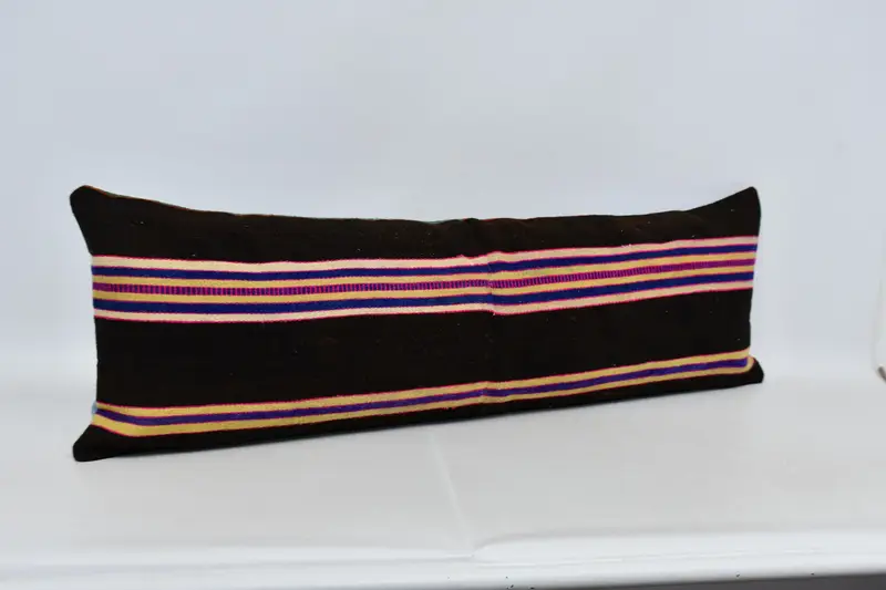 Pillow Sham, Vintage Kilim Throw Pillow, 16x48 Brown Pillow Case, Turkish Pillow, Wool Kilim Pillow Pillow Cover, Boho Pillow - 3