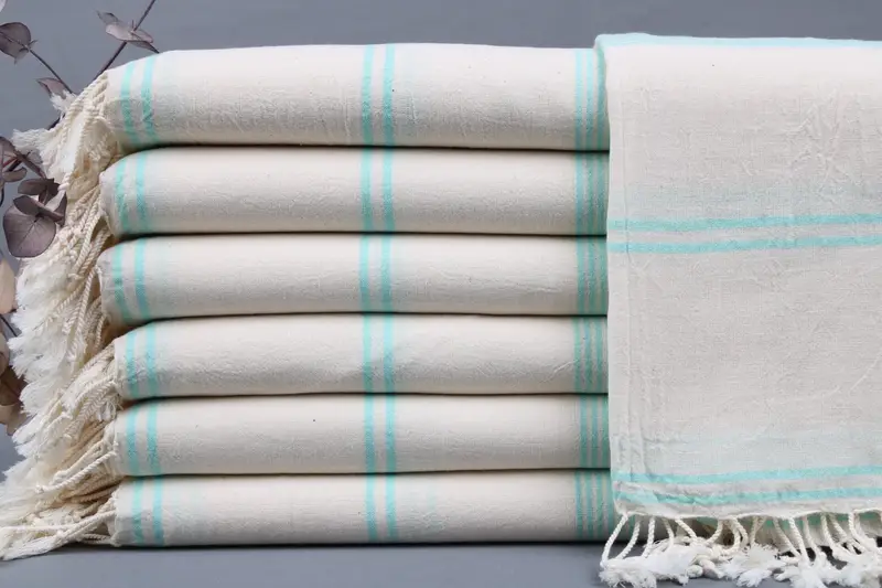 Personalized Organic Beach Towel Beige, Handmade Turkish Cotton, 36x71 Inches