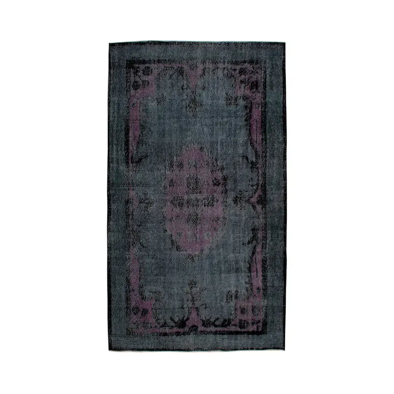 5,2x9,1 ft türkischer Teppich, großer Vintage-Teppich, grau-lila eingefasster Teppich - 1