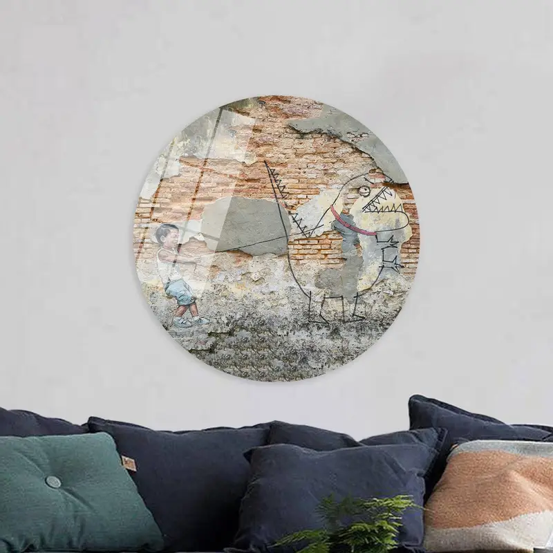 Modern Dino Graffiti Canvas: Abstract Cute Dinosaur Art Print