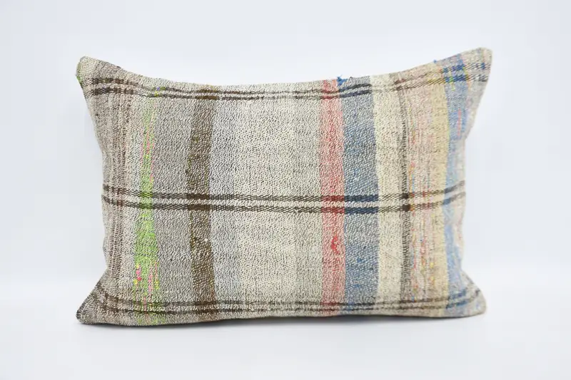 White Vintage Moroccan Pillow Cover, 20x28 inch New Home Gift Striped Pillow - 1