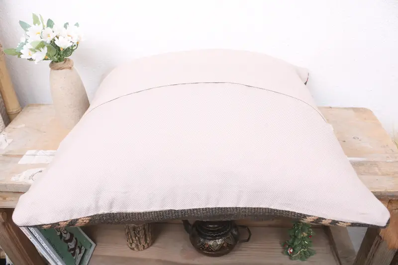 Pillow Sham, Living Room Throw Pillow Sham, Crochet Pattern Pillow Case, Throw Kilim Pillow, Pillow for Sofa, Turkish Pillow, 18x18 Brown Pillow - 7