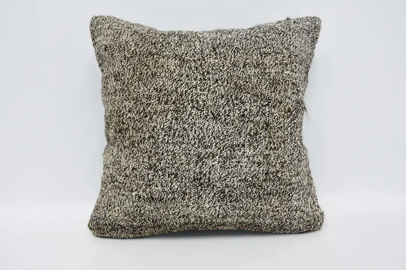 Turkish Antique Beige Pillow Sham, Plaid Wool Holiday Decor Hostess Gift Cushion - 1