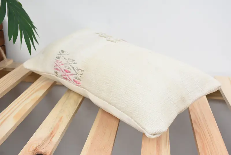 Muted Cushion, Office Chair Pillow Sham, Kilim Cushion Sham, 8x16 White Cushion Cover, Kilim Pillow, Pillow Cover, Vintage Kilim Pillow - 6