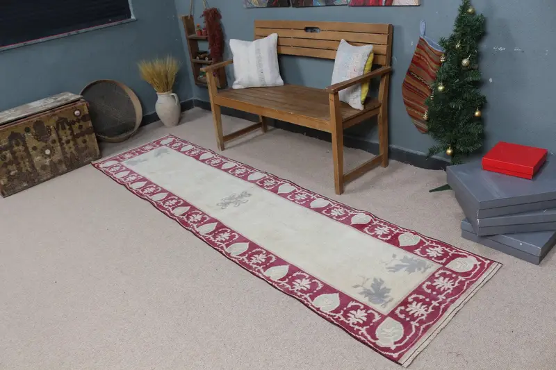 Zarif Bej Güneybatı Halısı, Pembe Desenli 2,4x9,6 ft