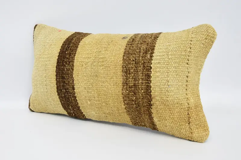 Ethnical Kilim Rug Pillow, Living Room Throw Pillow Sham, Antique Pillows, Pillow Sham, 8x16 Beige Cushion, Home Decor Pillow - 4