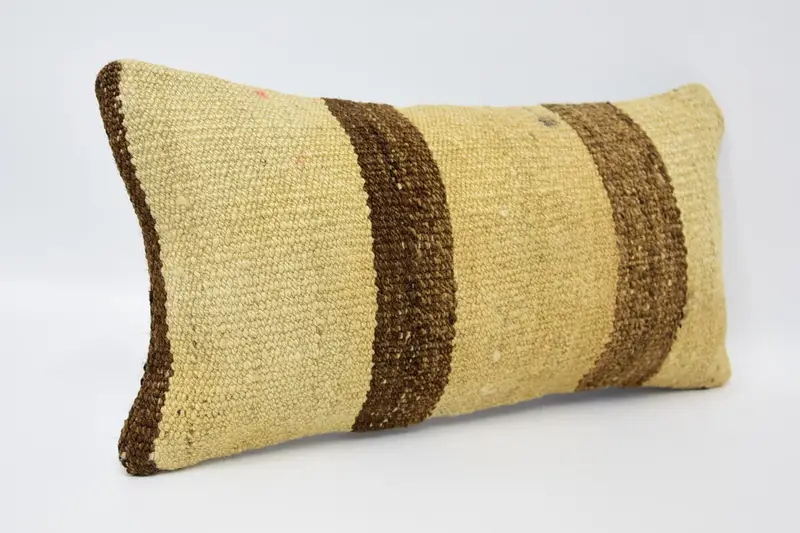 Ethnical Kilim Rug Pillow, Living Room Throw Pillow Sham, Antique Pillows, Pillow Sham, 8x16 Beige Cushion, Home Decor Pillow - 3