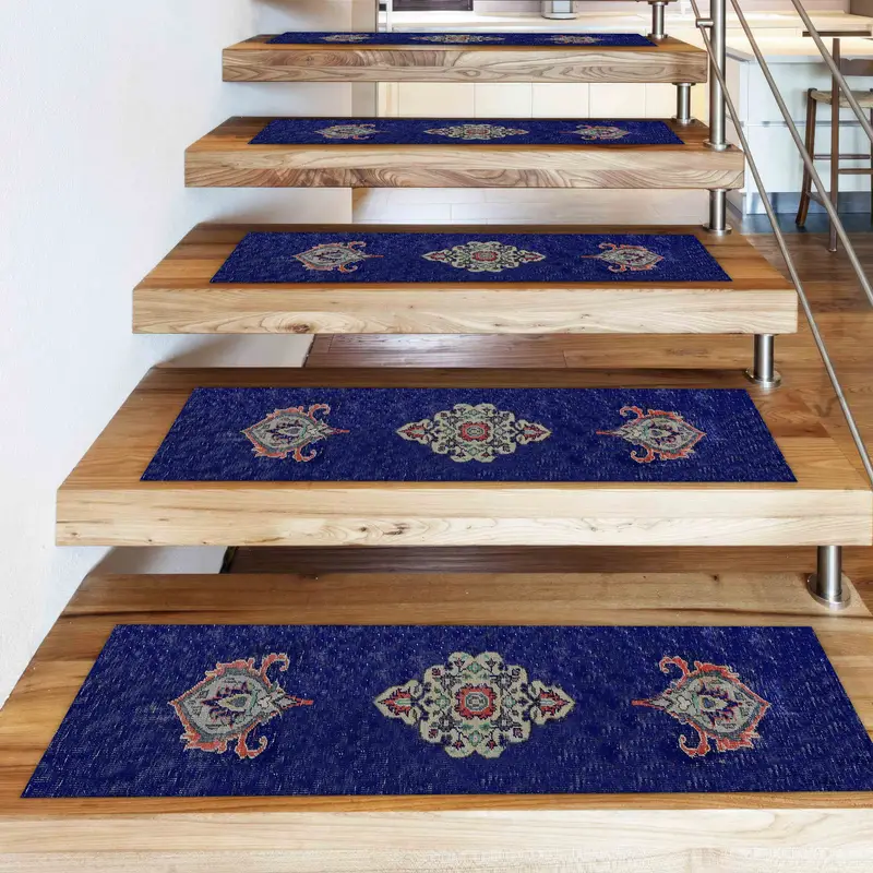 Etnik Madalyon Merdiven Halısı, Sessiz Oushak Baskılı Halı, Trendy Boho