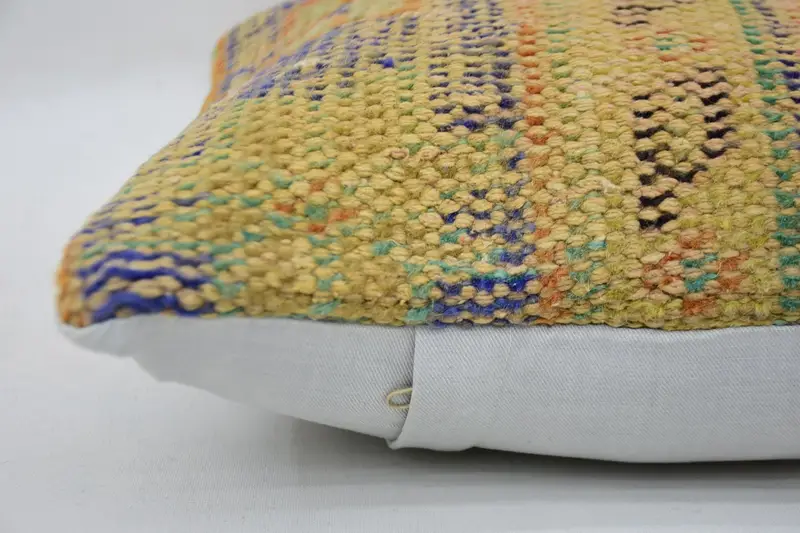 Cotton Pillow Case, Turkish Kilim Pillow, Pillow Cover, Boho Pillow, 14x14 Beige Cushion Cover, Boho Pillow Sham Cover, Sustainable Pillow Case - 5